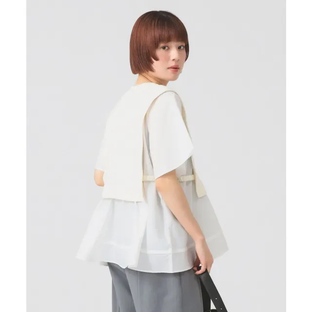 【BEAMS】官方旗艦館 Ray BEAMS / 女裝 絞花針織 緹花 拼接 上衣