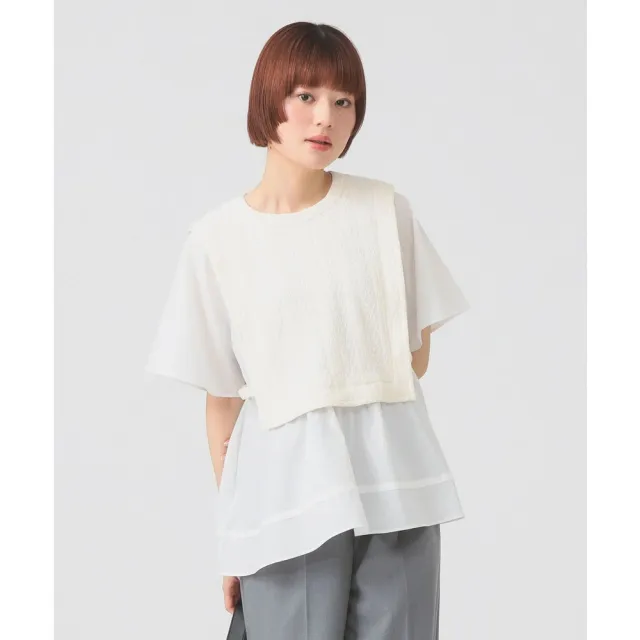 【BEAMS】官方旗艦館 Ray BEAMS / 女裝 絞花針織 緹花 拼接 上衣