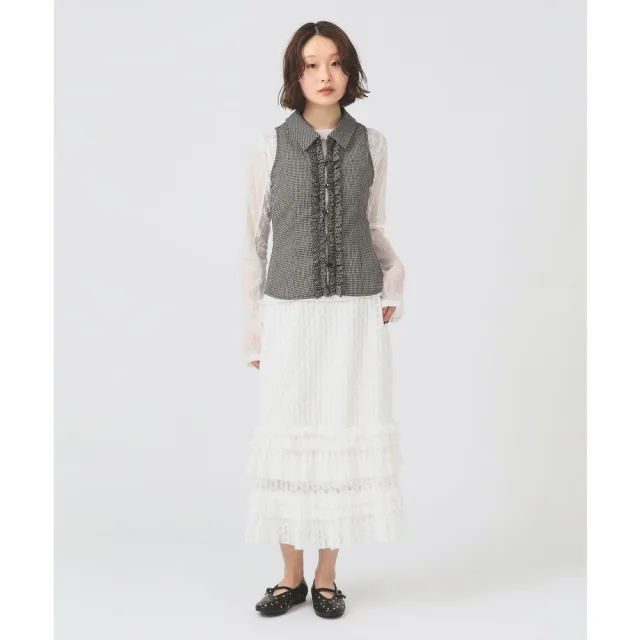 【BEAMS】官方旗艦館 Ray BEAMS / 女裝 泡泡紗 格紋 荷葉邊 無袖 上衣