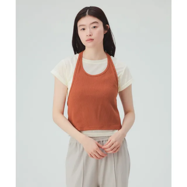 【BEAMS】官方旗艦館 BEAMS HEART / 女裝 透膚T恤×繞頸 坦克背心 套組