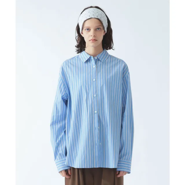 【BEAMS】官方旗艦館 Ray BEAMS / 女裝 直條紋 拼接 襯衫