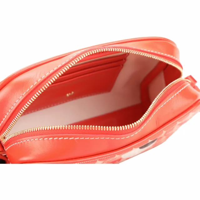 【ANYA HINDMARCH】I Am A Plastic Eyes 大眼睛老花塗層帆布斜背包(橘紅色)