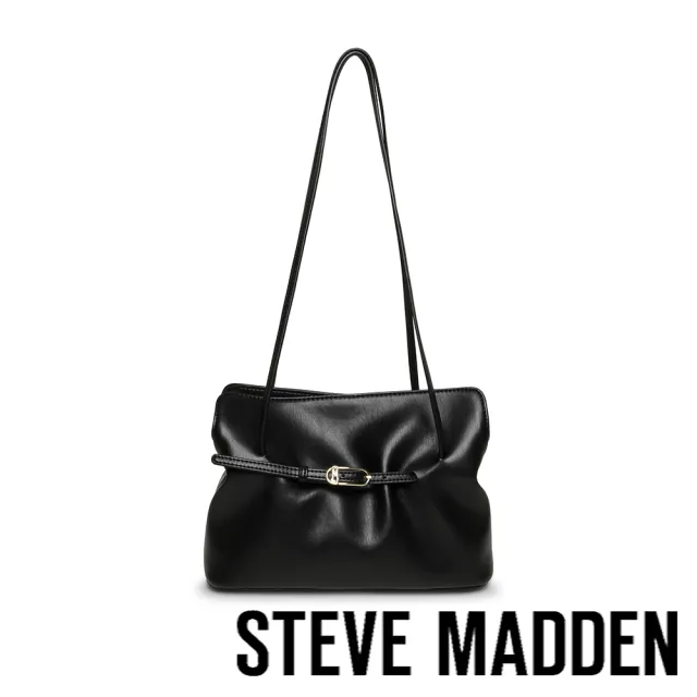 【steve madden】經典復古軟皮肩背包 BEVERMOR(黑色)