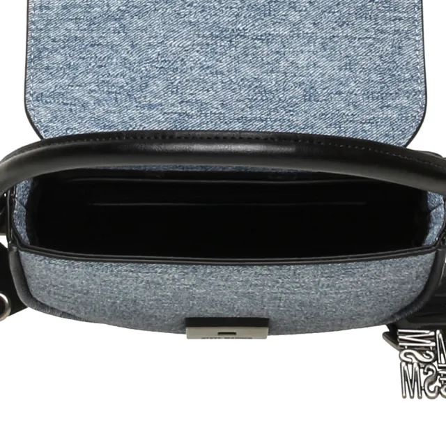 【steve madden】丹寧雙背帶翻蓋馬鞍包 BYUKON(藍色)