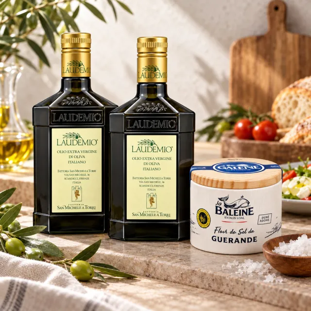 【Laudemio】森米西爾 特級冷壓初榨橄欖油 500mlx2瓶 贈送鹽之花125g 特早摘、低酸值、生飲首選