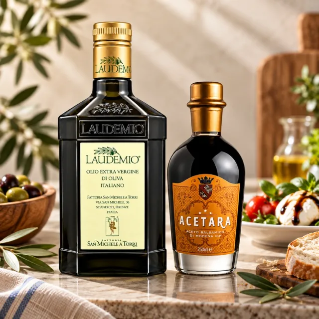 【Laudemio】San Michele 森米西爾特級冷壓初榨橄欖油250ml+Acetara巴薩米克醋三星黃標250ml 油醋組