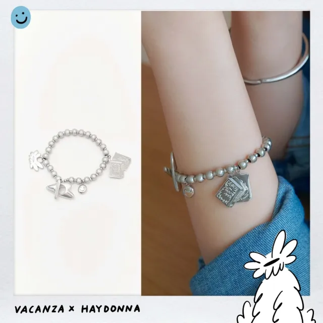 【vacanza】― Haydonna 系列｜狗狗麥片 316L愛心OT釦 純鋼手鍊 (抗過敏 情人節禮物 生日禮物)