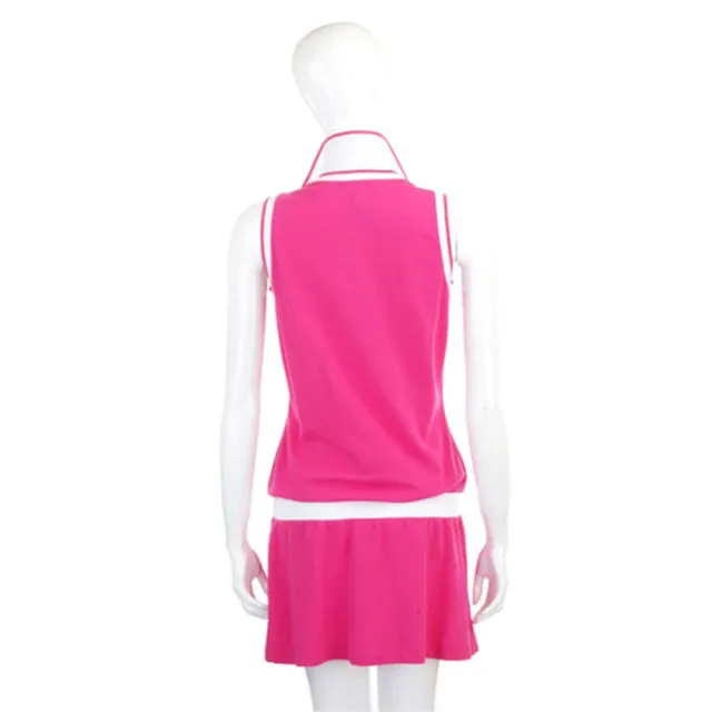【Blumarine 布魯瑪琳】桃粉色滾邊設計無袖連身裙 洋裝(義大利精品 Jisoo私服品牌)