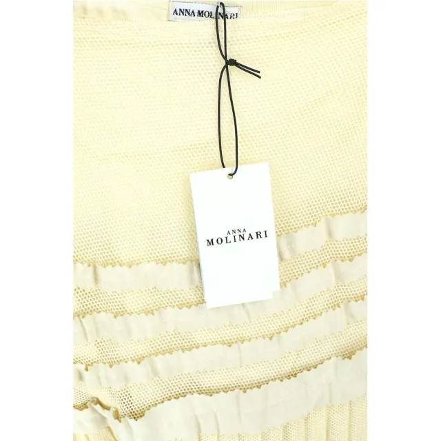 【Blumarine 布魯瑪琳】ANNA MOLINARI 鵝黃色百摺中長裙(義大利精品 Jisoo私服品牌)