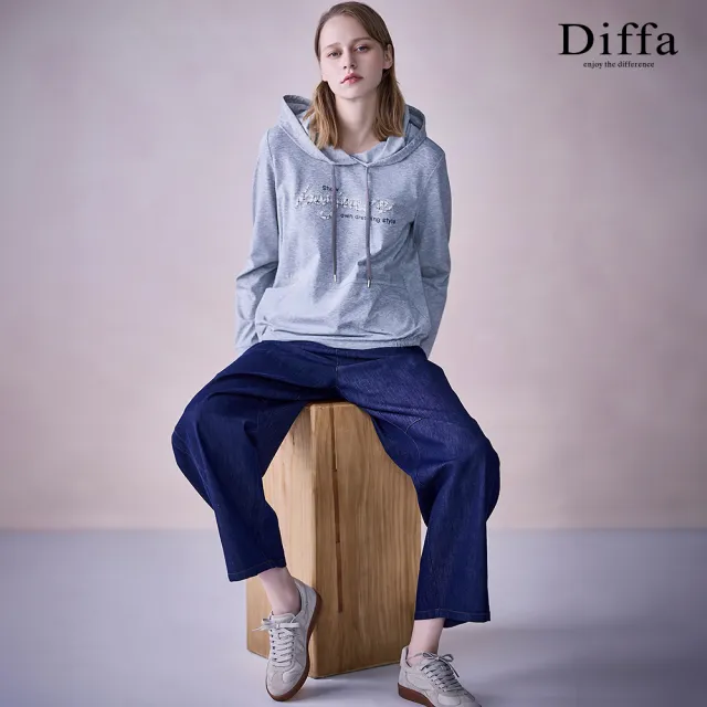 【Diffa】Bonjour貼布繡連帽長袖針織衫-女
