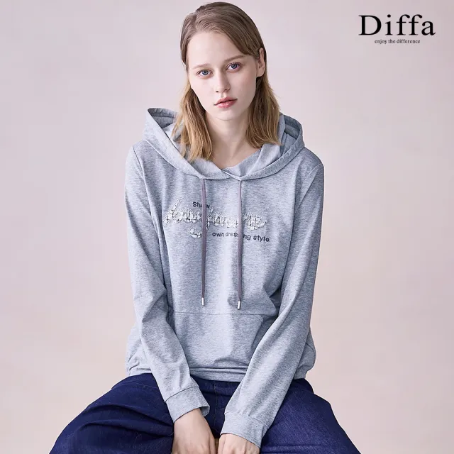 【Diffa】Bonjour貼布繡連帽長袖針織衫-女