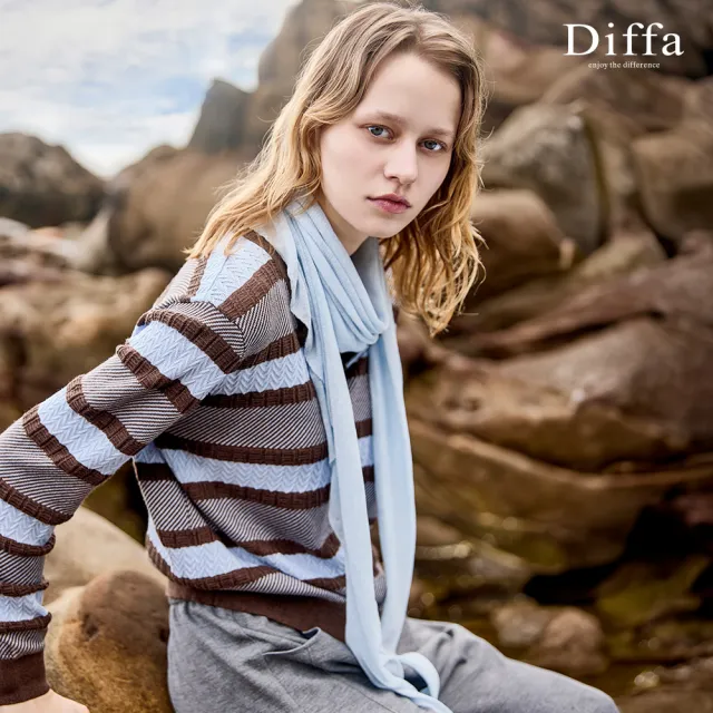 【Diffa】撞色織紋開襟線衫-女