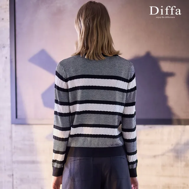 【Diffa】撞色織紋開襟線衫-女