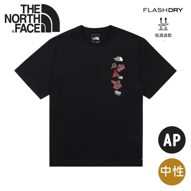 【The North Face】中性 款經典標誌寬鬆印花短袖T恤 AP《黑》8GWJ/速乾/寬鬆/圓領/運動/男女T恤