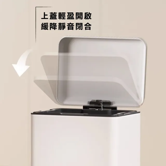 【ONE HOUSE】格拉斯高質感靜音緩降 401不鏽鋼垃圾桶-20L 平蓋/弧蓋 任選 1入(踩踏垃圾桶/緩降垃圾桶)