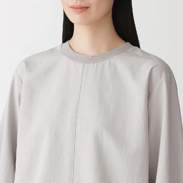 【MUJI 無印良品】女針織拼接套衫式T恤(淺灰/黑色/暗藍)