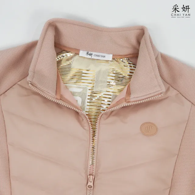 【CHAI YAN 采妍】厚華夫格拼接鋪棉外套(秋冬女裝/中大尺碼/休閒/刷絨/保暖/蓄熱/加厚)