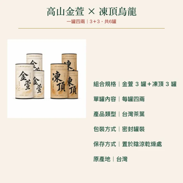 【台灣茶葉產銷協會】高山金萱茶＋凍頂烏龍茶 雙茶6入組｜罐裝4兩／罐(3+3)