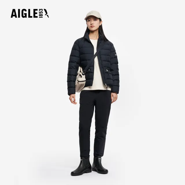 【AIGLE】女 防潑輕量羽絨外套｜AG-5A222A100 黑色 (女外套 羽絨外套 輕羽絨 保暖外套 防潑水)