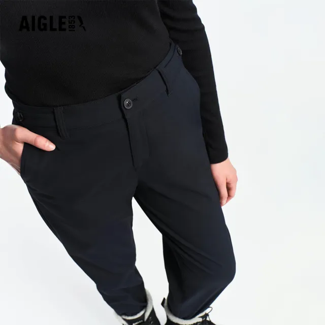 【AIGLE】女 抗UV防潑保暖長褲｜AG-5A265A100 黑色(防曬 防風褲 保暖褲 彈性褲 防潑水 機能褲)