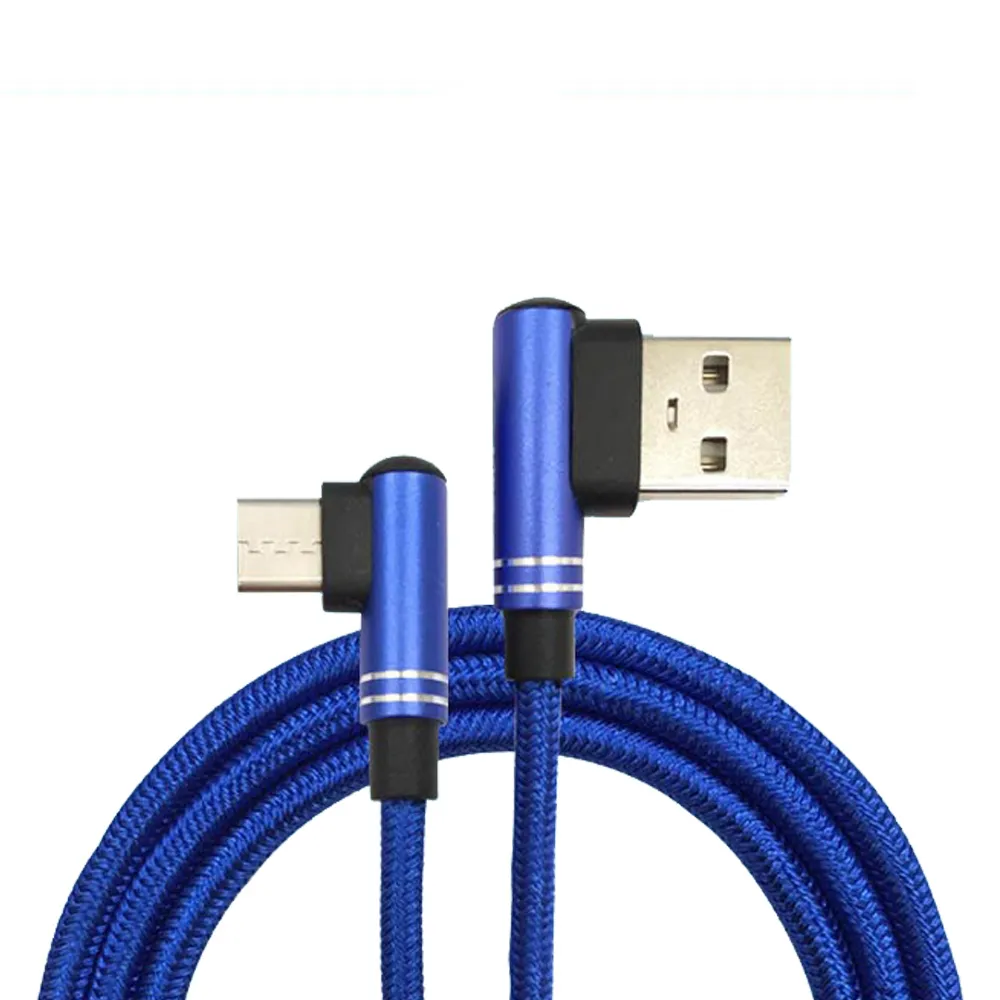 【Xmart】120公分長 Micro USB 6A 90度電競傳輸充電線-藍色(3入)