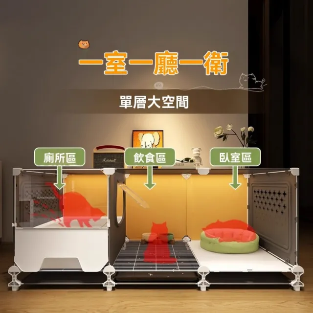 【ZHIPU 芝浦】ZHIPU 芝浦 三合一寵物屋貓籠貓窩貓廁所室內貓屋小型貓櫃貓咪別墅(含漏砂網貓砂鏟定制款)