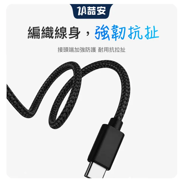 【ZA 喆安】USB2.0 Type-C編織充電線1m USB-A to Type-C傳輸線 適用iPhone 18/17/筆電/手機快充線
