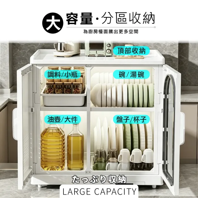 【ONE HOUSE】品川系折疊雙門碗碟瀝水收納櫃 (收納架/廚房收納/瀝水架/碗盤架/置物架)