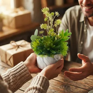 【HUGO DECO 榆果傢飾】果實枝多肉組合香氛植物(擬真植物/人造盆栽/綠化/佈置/禮物)