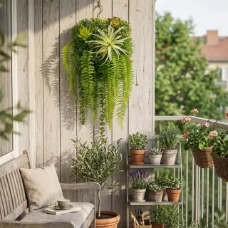 【HUGO DECO 榆果傢飾】森系空氣鳳梨蕨葉植生框(擬真植栽/擬真植物/遮電箱/居家佈置/壁面裝飾)