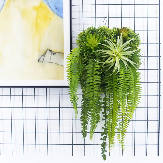 【HUGO DECO 榆果傢飾】森系空氣鳳梨蕨葉植生框(擬真植栽/擬真植物/遮電箱/居家佈置/壁面裝飾)
