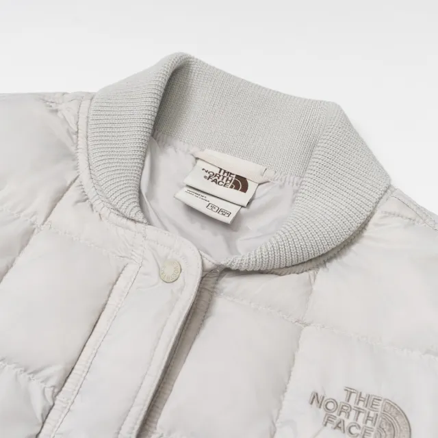 【The North Face】北面女款淺灰色DWR防潑水寬鬆羽絨外套｜8J6UMYB