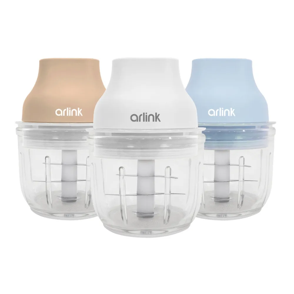 【Arlink】2入組 AG270CB 一大一小玻璃款 三色可選 食物料理機/電動蒜泥器/切蒜機(蒜泥機)