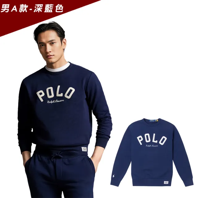 【RALPH LAUREN】RL POLO 經典刺繡小馬文字大學T恤-多色選(鋪棉款/保暖舒適/平輸品)