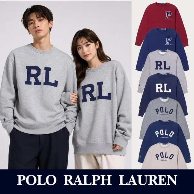 【RALPH LAUREN】RL POLO 經典刺繡小馬文字大學T恤-多色選(鋪棉款/保暖舒適/平輸品)