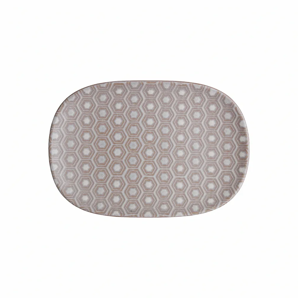 【DENBY】印象圖騰粉紅長形盤-26x18cm(100%英國製 居禮名店獨家代理)