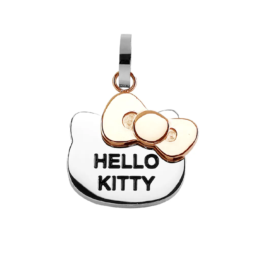 【2sweet 甜蜜約定】Hello Kitty大蝴蝶結系列白鋼墜飾附鋼鍊(甜蜜約定 KT 鋼墜飾)