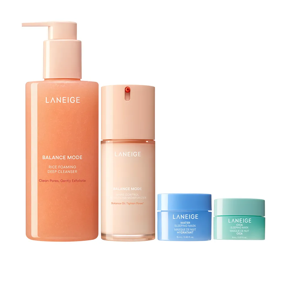 【LANEIGE 蘭芝】官方直營 米活萃穩膚洗護組（蘭芝 臉部保養 潔顏凝膠 乳液 洗面乳 )