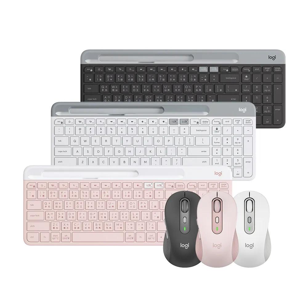 【Logitech 羅技】K580 超薄跨平台藍牙鍵盤 + M750多工靜音無線滑鼠