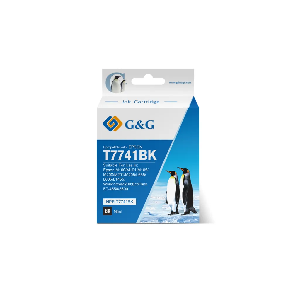 【G&G】for EPSON T774100/140ml 黑色防水相容連供墨水(適用 M105 / M200 / L605)