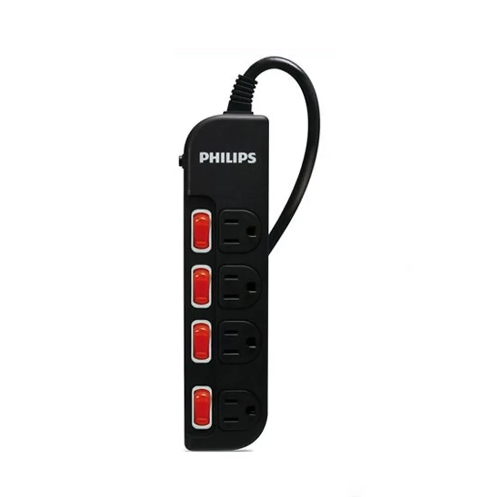 5入組【Philips 飛利浦】過載防護型 4開4插3孔延長線 1.8M