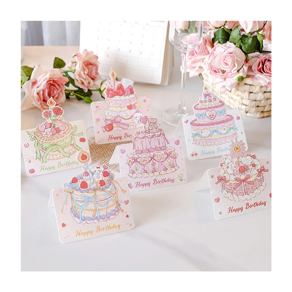 Paper Play 生日卡片 賀卡/生日卡片-可愛卡通彩色奶油蛋糕造型卡片 賀卡 生日卡(6款任選)