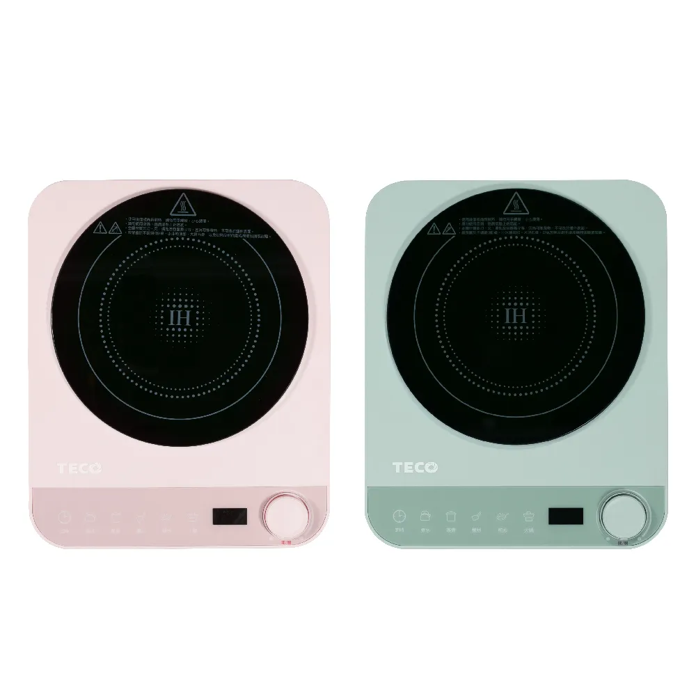 【TECO 東元】美型旋鈕觸控IH變頻電磁爐 YJ1225CBG / YJ1226CBP(莫蘭迪綠/櫻花粉)