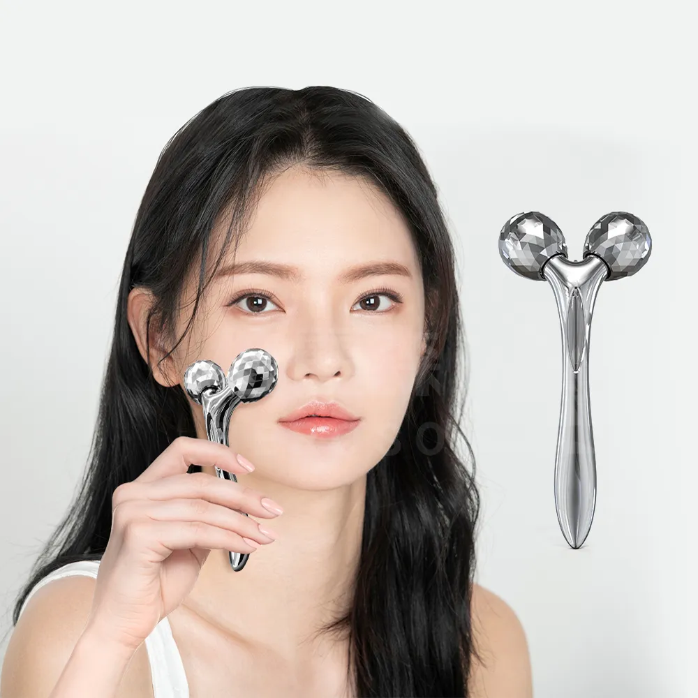 【Beroso 倍麗森】雙鑽V臉緊顏按摩器(臉部按摩 小臉提拉美妍 按摩滾輪 撥筋 T棒小臉滾輪 禮物 99購物節)