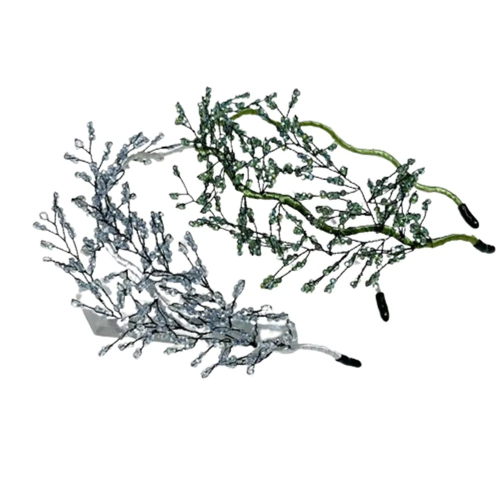 【巴黎精品】現貨+預購 髮箍水晶髮飾(手工串珠網狀樹葉女飾品2色a1da8)