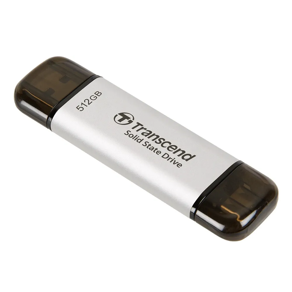 【Transcend 創見】ESD310S 512GB USB3.2 高效能雙介面 外接SSD固態行動碟-極光銀(TS512GESD310S)