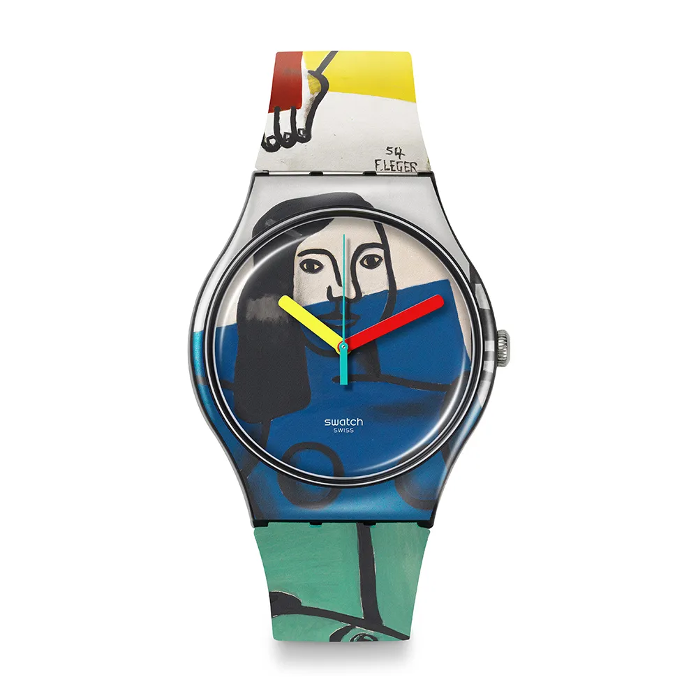 【SWATCH】LEGERS TWO WOMEN HOLDING FLOWERS 泰德美術館聯名/男錶/女錶/瑞士製造 SUOZ363 (41mm)