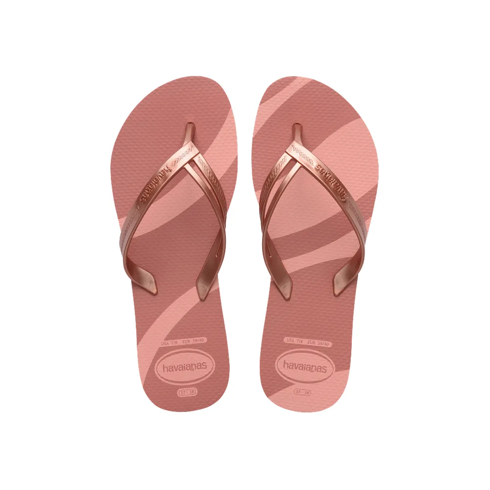 【havaianas 哈瓦仕】拖鞋 女鞋 夾腳拖 漸層 Elegance Print 玫瑰粉金 4148804-1106W (哈瓦士)