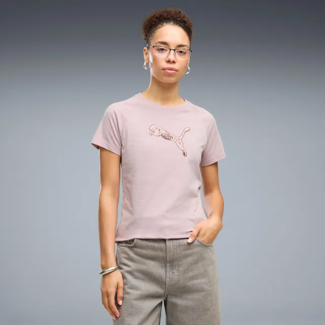 【PUMA】短袖上衣 女 亞規 SEQUINS 粉 69618749