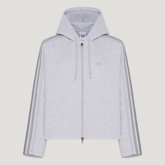 【adidas 愛迪達】外套 女 運動連帽外套 亞規 三葉草 OG SP JKT HD 淺麻灰 LD8334
